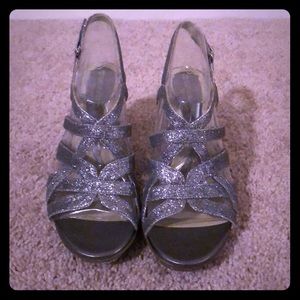 Silver sparkly heel